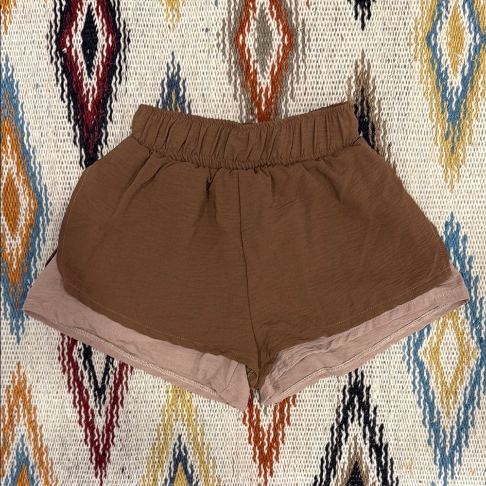 Altar’d State 2 Layer Brown Athletic Shorts XS
